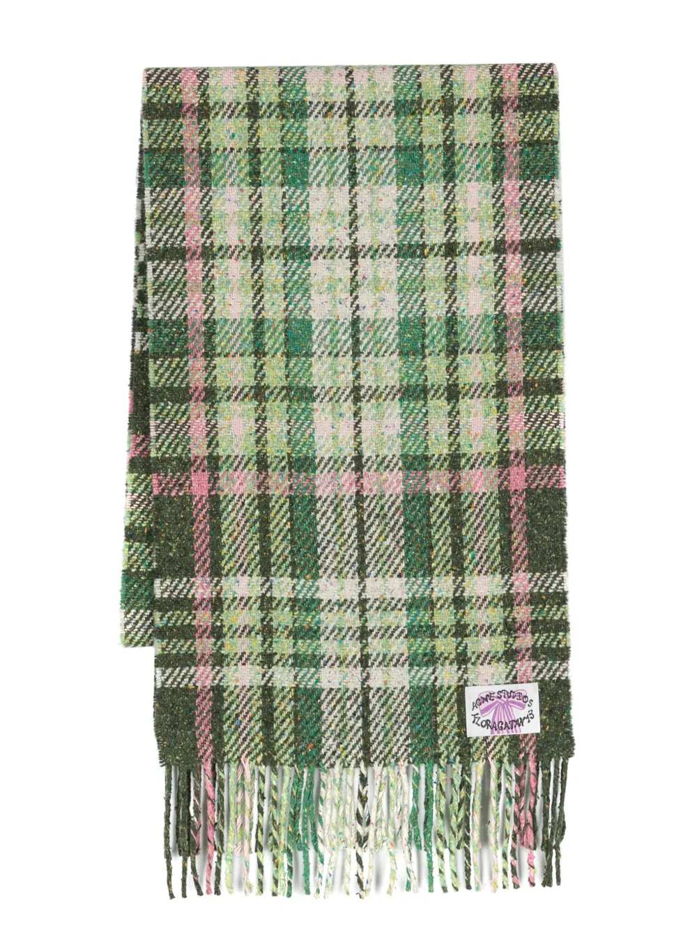 Шерстяной шарф в клетку Acne Studios, зеленый 
Шерстяной шарф в клетку Acne Studios, зеленый