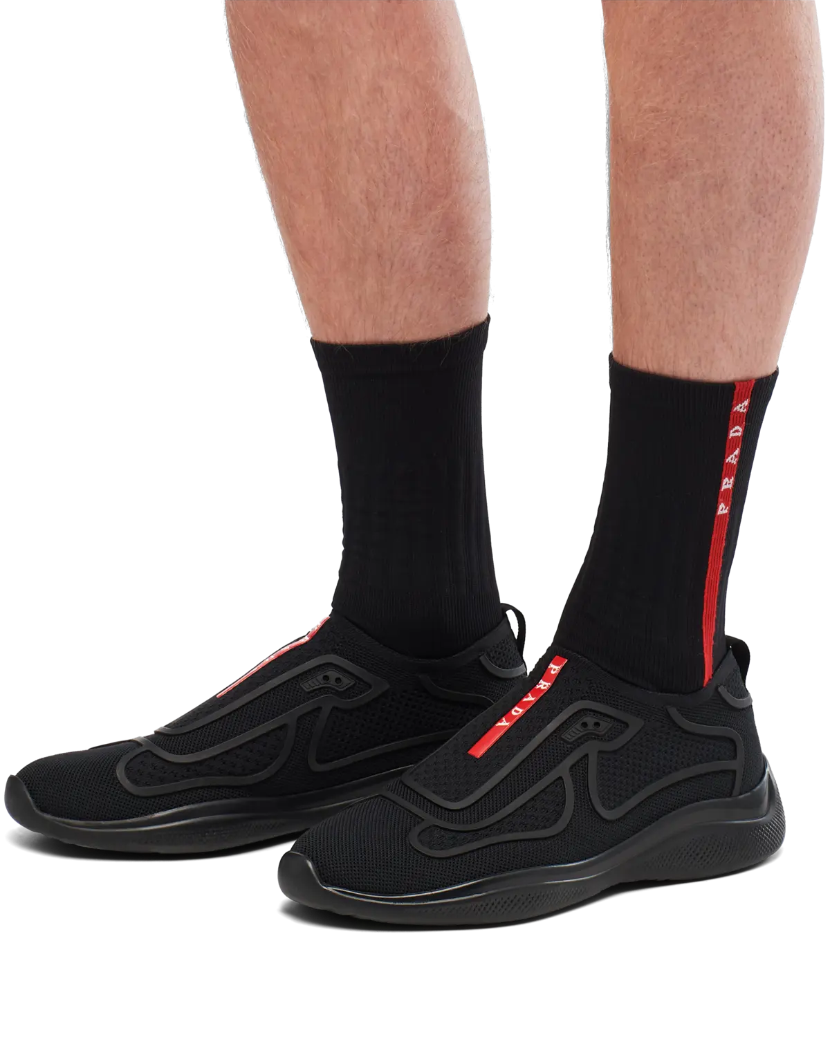 Вязаные носки из Re-Nylon Prada, черный
Вязаные носки из Re-Nylon Prada, черный