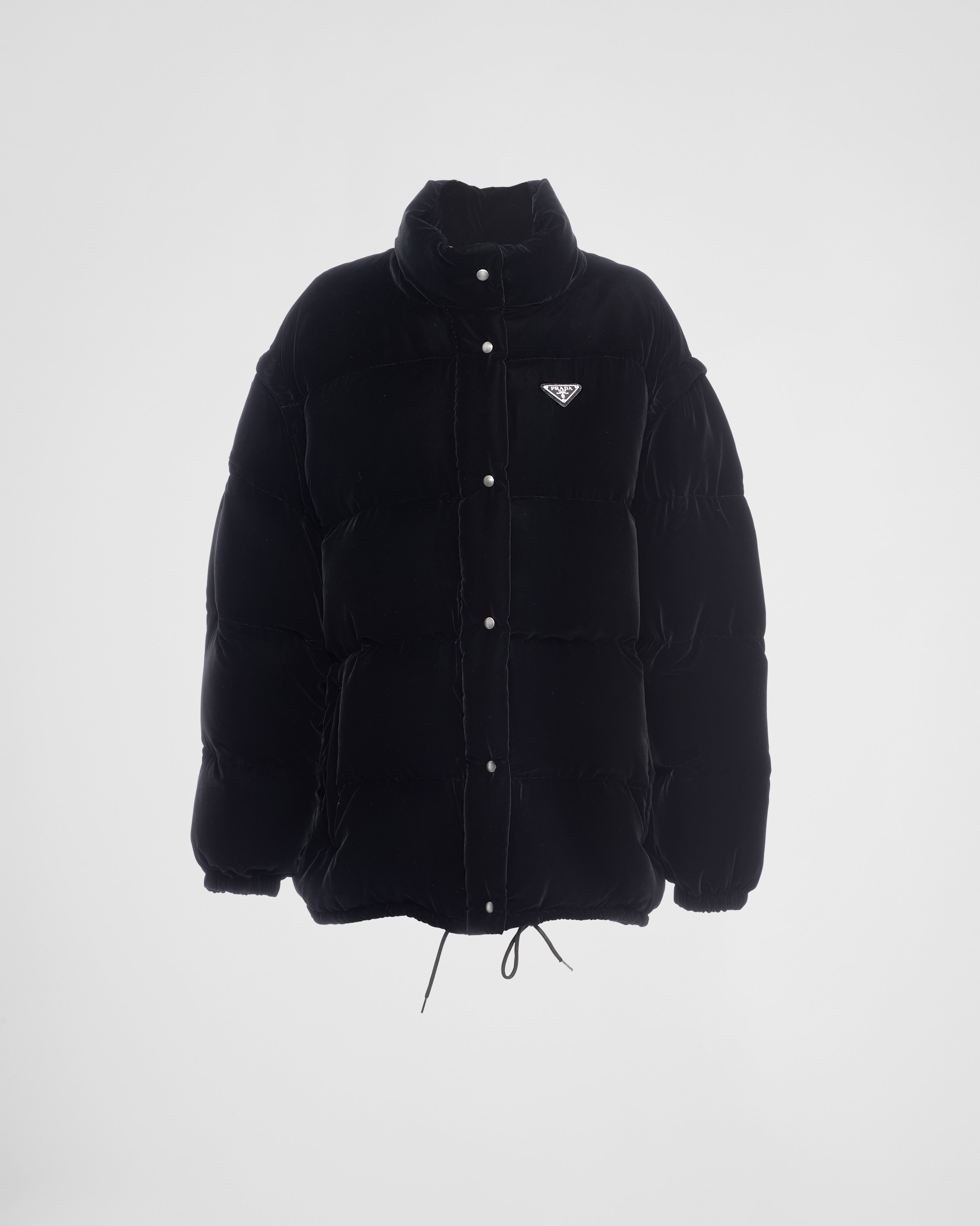 Трансформируемая пуховая куртка из бархата Prada, черный
Трансформируемая пуховая куртка из бархата Prada, черный