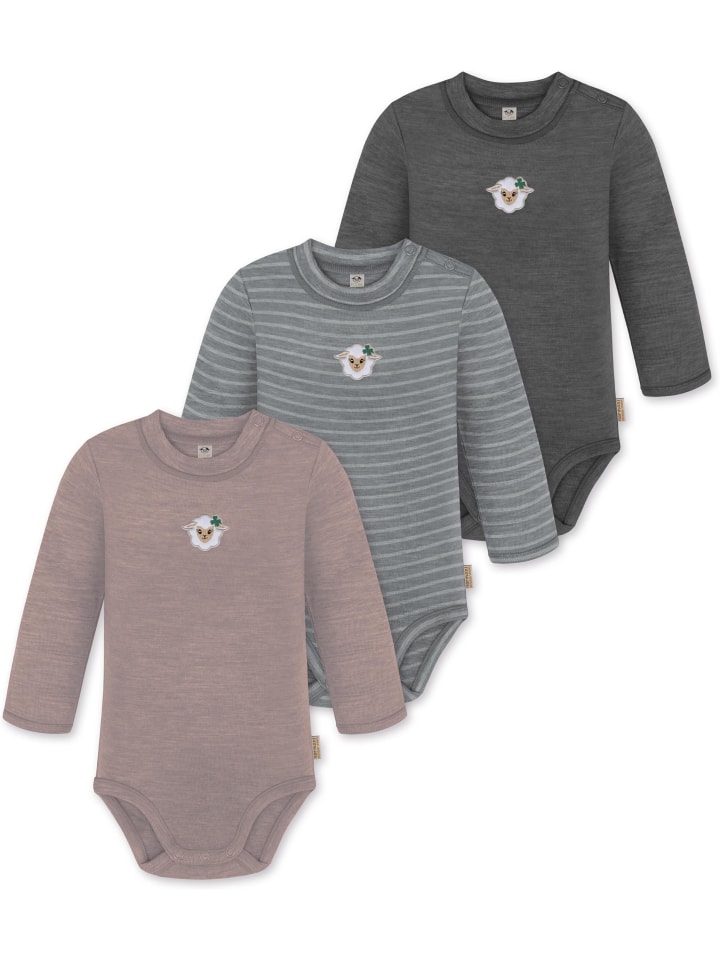 Normani Outdoor Sports Набор из 3 детских боди с длинными рукавами из мериносовой шерсти "Туай" в антрацитово-серо-розовых тонах
Normani Outdoor Sports Набор из 3 детских боди с длинными рукавами из мериносовой шерсти "Туай" в антрацитово-серо-розовых тонах