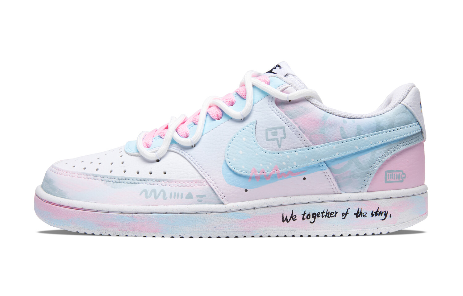 Кеды мужские, Обувь для скейтборда Court Vision Мужская низкая, белый/синий/розовый Nike 
Кеды мужские, Обувь для скейтборда Court Vision Мужская низкая, белый/синий/розовый Nike