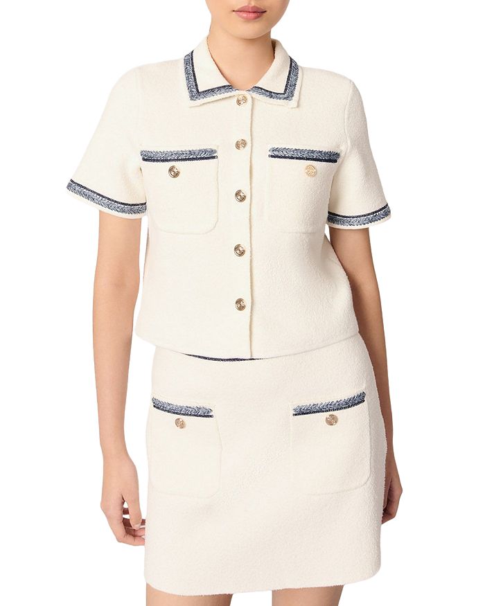 Укороченный кардиган с контрастной отделкой и воротником Maje, слоновая кость/кремовый
Укороченный кардиган с контрастной отделкой и воротником Maje, слоновая кость/кремовый