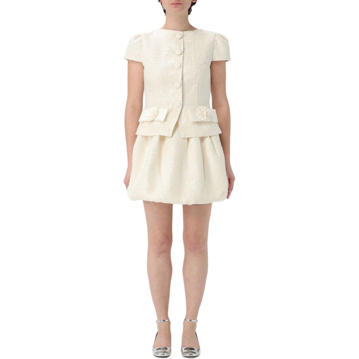 Мини-платье с бантом и отделкой из букле Self-portrait, Ecru
Мини-платье с бантом и отделкой из букле Self-portrait, Ecru