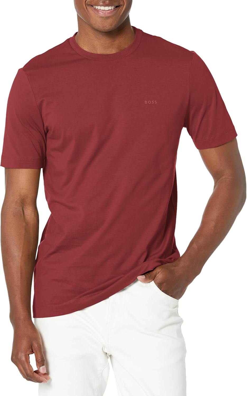 Мужская футболка BOSS из мягкого джерси с круглым вырезом и логотипом на груди, Cabernet Red
Мужская футболка BOSS из мягкого джерси с круглым вырезом и логотипом на груди, Cabernet Red