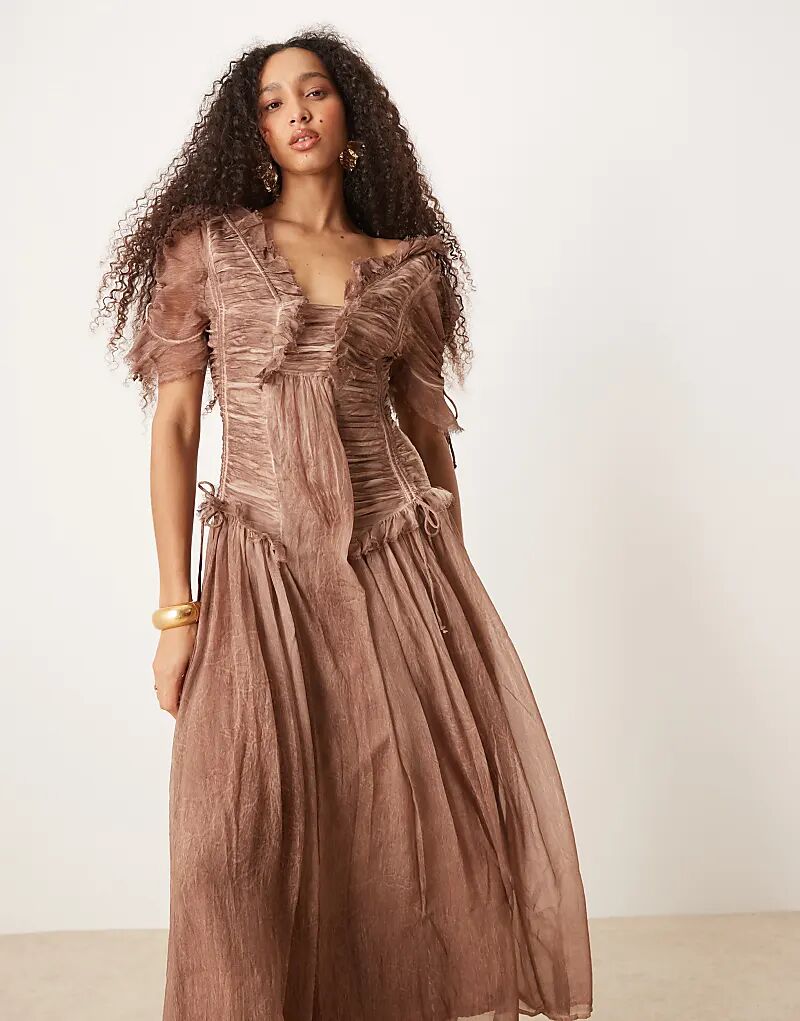 Платье миди стираное с отделкой рюшами светло-коричневого цвета ASOS DESIGN
Платье миди стираное с отделкой рюшами светло-коричневого цвета ASOS DESIGN