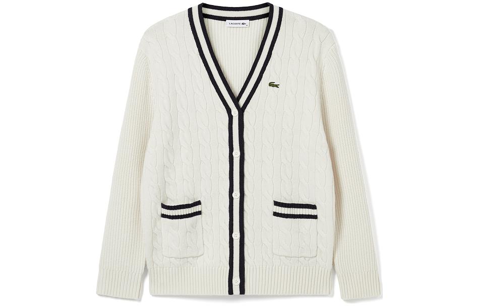 Женский трикотажный кардиган с V-образным вырезом и умеренным вырезом Lacoste, 70v/экрю
Женский трикотажный кардиган с V-образным вырезом и умеренным вырезом Lacoste, 70v/экрю