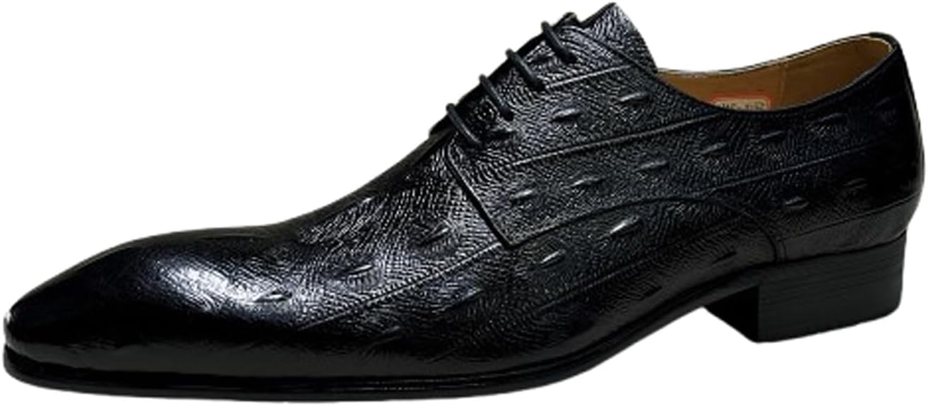 Мужские классические туфли Santimon из натуральной кожи - модные стильные туфли с тиснением под страуса на шнуровке для бизнеса и свадеб, черный
Мужские классические туфли Santimon из натуральной кожи - модные стильные туфли с тиснением под страуса на шнуровке для бизнеса и свадеб, черный