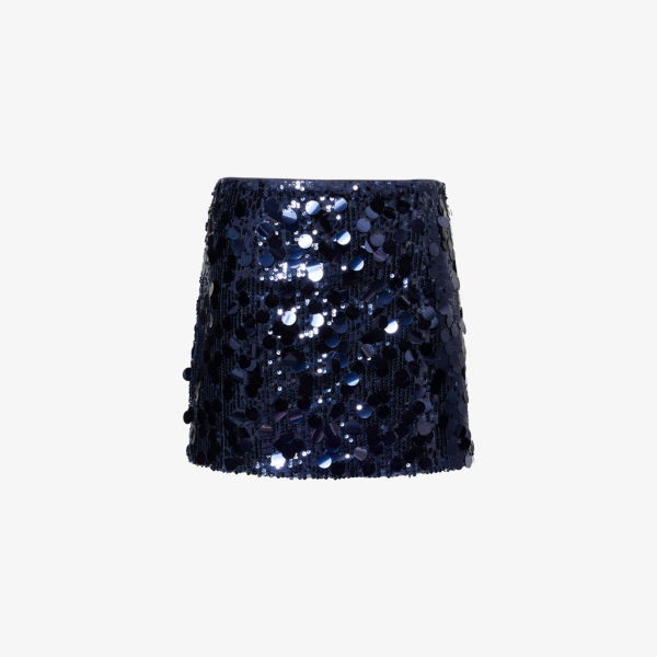 Мини-юбка Amy Lynn из пайеток с плетением, синий 
Мини-юбка Amy Lynn из пайеток с плетением, синий