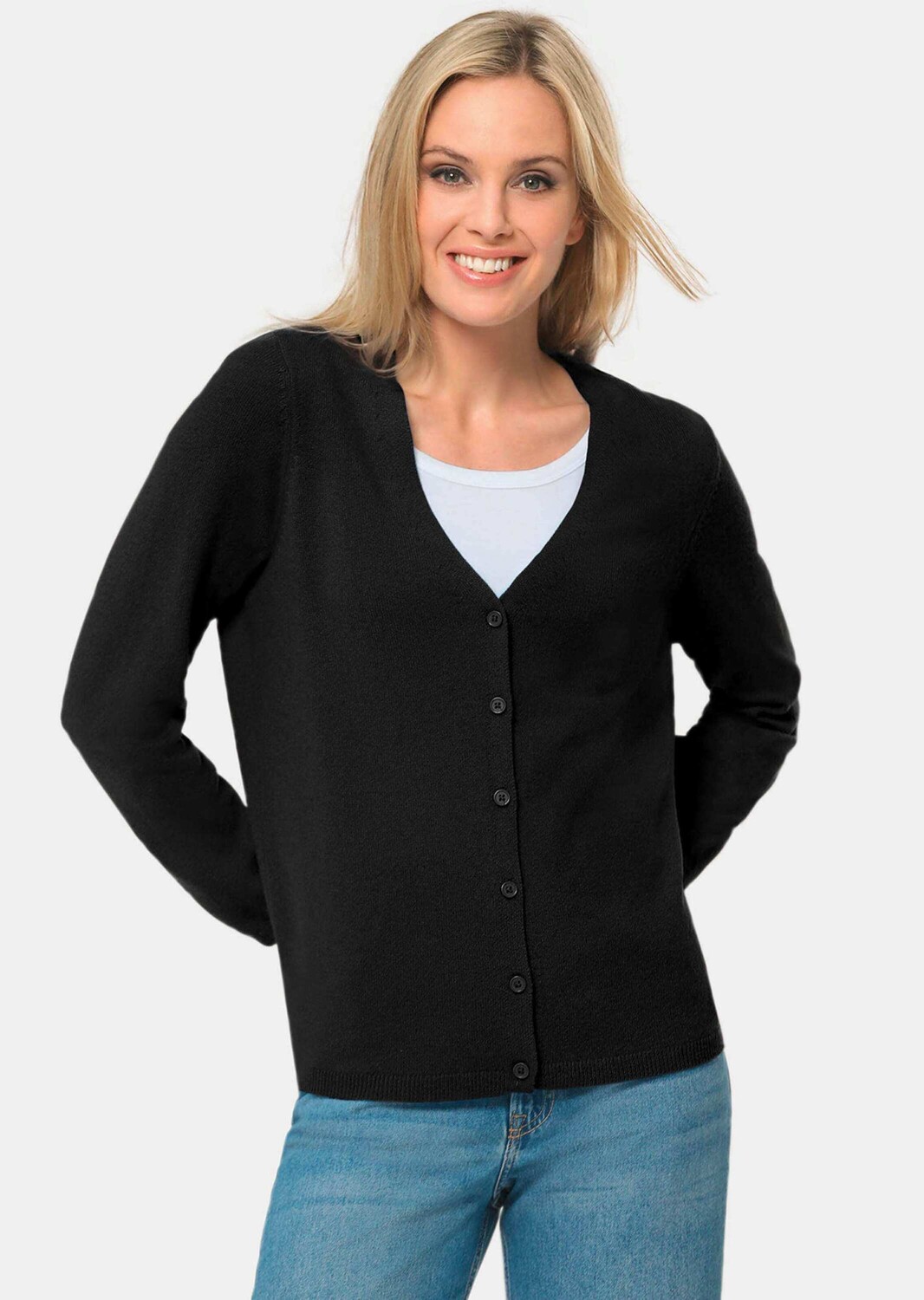 Кардиган GOLDNER Kaschmirstrickjacke mit V Ausschnitt, черный
Кардиган GOLDNER Kaschmirstrickjacke mit V Ausschnitt, черный