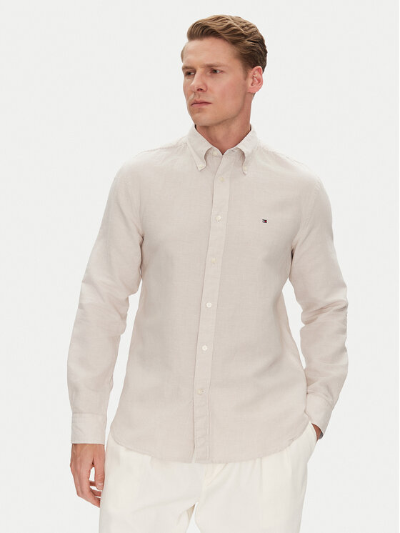 Рубашка обычного кроя MW0MW40704 Tommy Hilfiger, бежевый 
Рубашка обычного кроя MW0MW40704 Tommy Hilfiger, бежевый
