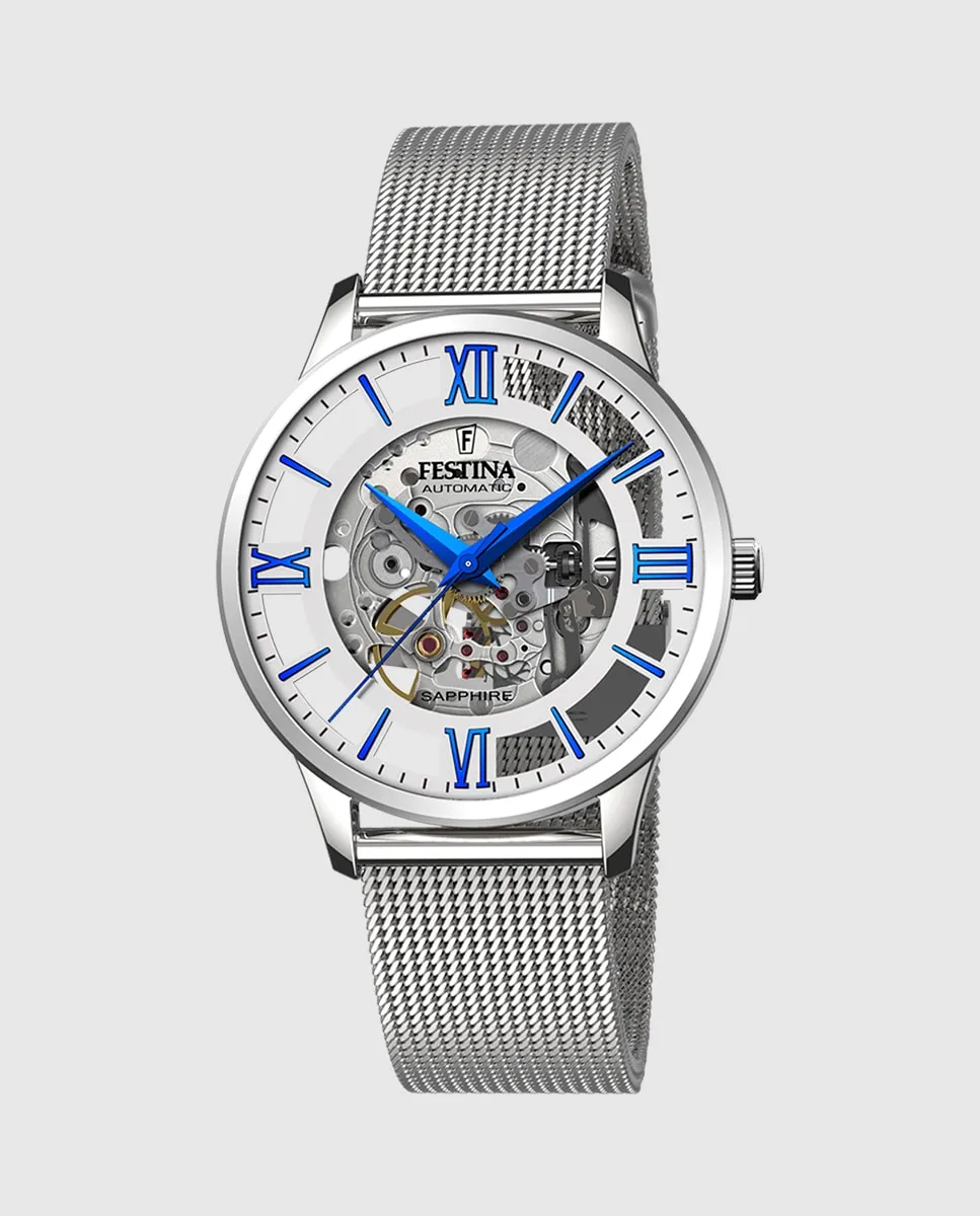 F20534/1 Автоматические скелетонированные мужские часы из серебристой стали Festina, серебряный
F20534/1 Автоматические скелетонированные мужские часы из серебристой стали Festina, серебряный