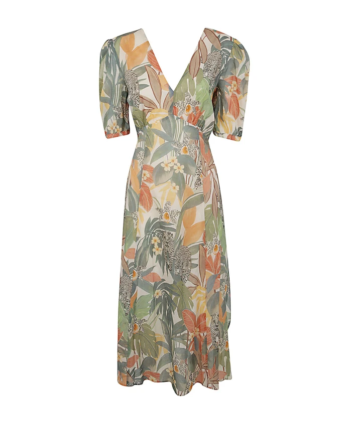 Платье с V-образным вырезом и принтом в стиле джунглей Twinset, зеленый
Платье с V-образным вырезом и принтом в стиле джунглей Twinset, зеленый