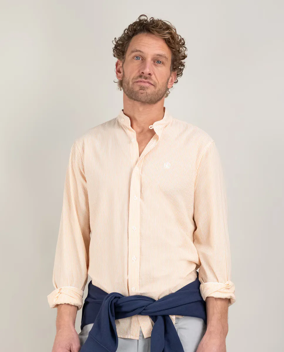 Мужская полосатая рубашка из сирсакера с воротником-стойкой El Ganso, оранжевый
Мужская полосатая рубашка из сирсакера с воротником-стойкой El Ganso, оранжевый