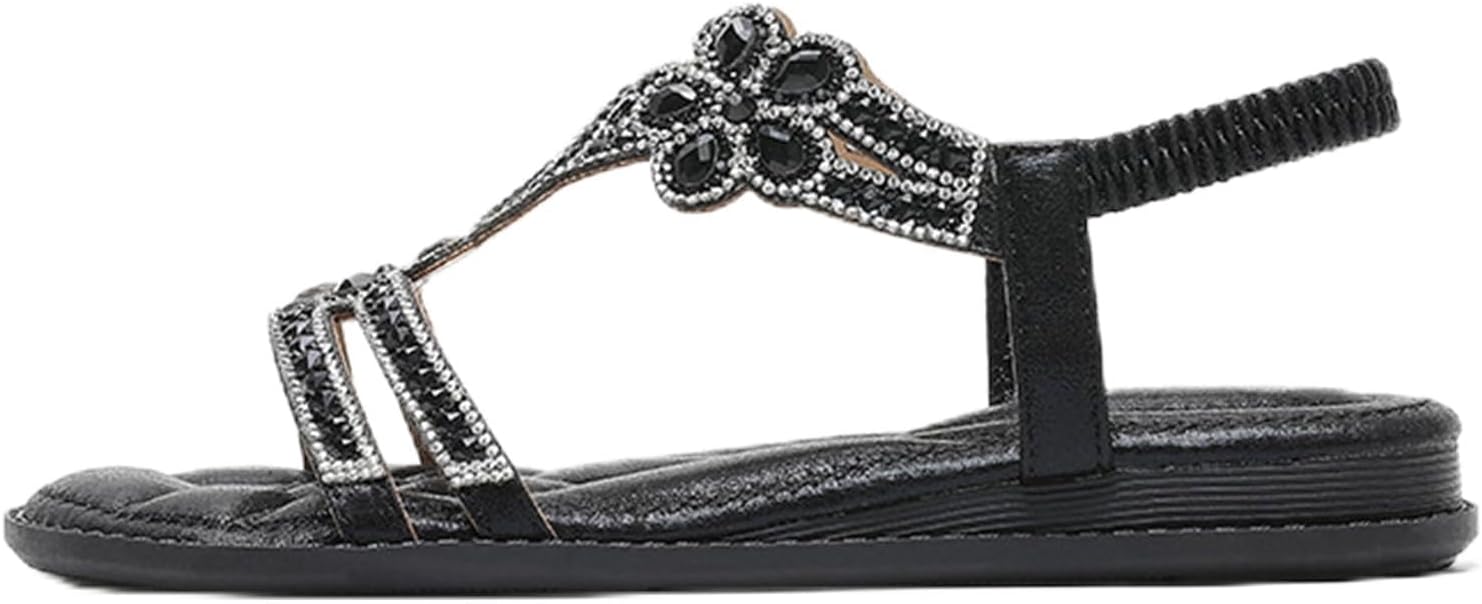 Женские сандалии с камнями стразы, бохо сандалии на плоской подошве с жемчугом и кристаллами, с Т-образным ремешком и ремешком на щиколотке, удобные для прогулок, легкие повседневные летние пляжные туфли Generic, черный
Женские сандалии с камнями стразы, бохо сандалии на плоской подошве с жемчугом и кристаллами, с Т-образным ремешком и ремешком на щиколотке, удобные для прогулок, легкие повседневные летние пляжные туфли Generic, черный