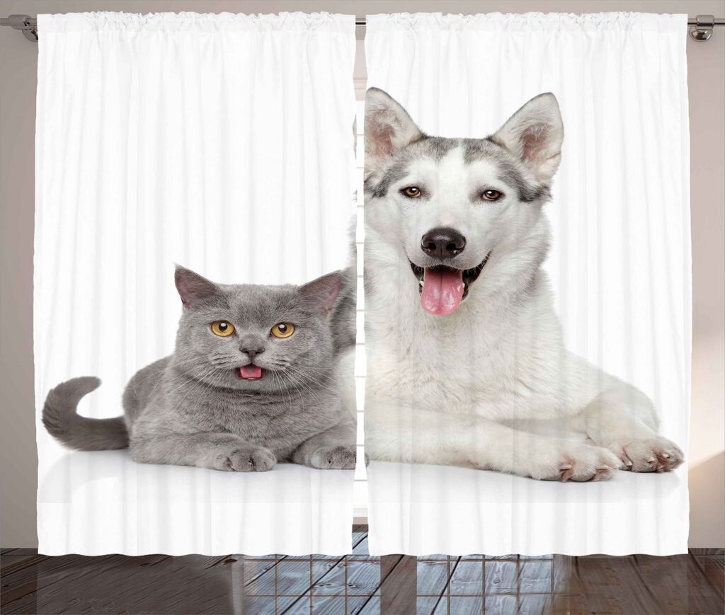 ABAKUHAUS Pet Rustic Curtain, Аляскинский маламут, универсальные ленточные шторы для гостиной с петлями и крючками, 280 x 225 см, белый и серый
ABAKUHAUS Pet Rustic Curtain, Аляскинский маламут, универсальные ленточные шторы для гостиной с петлями и крючками, 280 x 225 см, белый и серый
