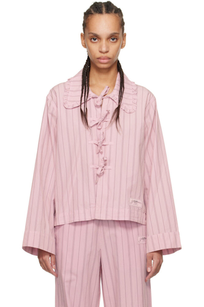 Пижамная рубашка из хлопка в розовую полоску GANNI
Пижамная рубашка из хлопка в розовую полоску GANNI