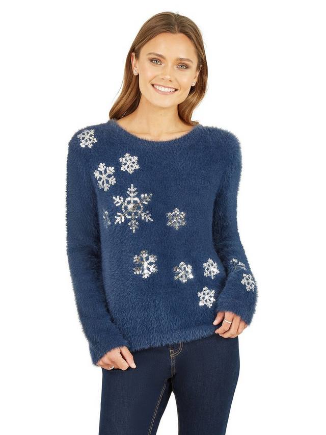 Джемпер mela london с пушистыми блестками и снежинками Yumi, темно-синий
Джемпер mela london с пушистыми блестками и снежинками Yumi, темно-синий