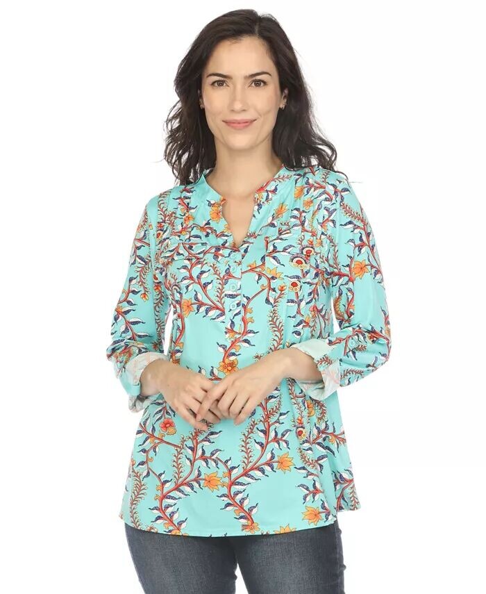 Женская туника с узором пейсли и пуговицами спереди White Mark, зеленый
Женская туника с узором пейсли и пуговицами спереди White Mark, зеленый