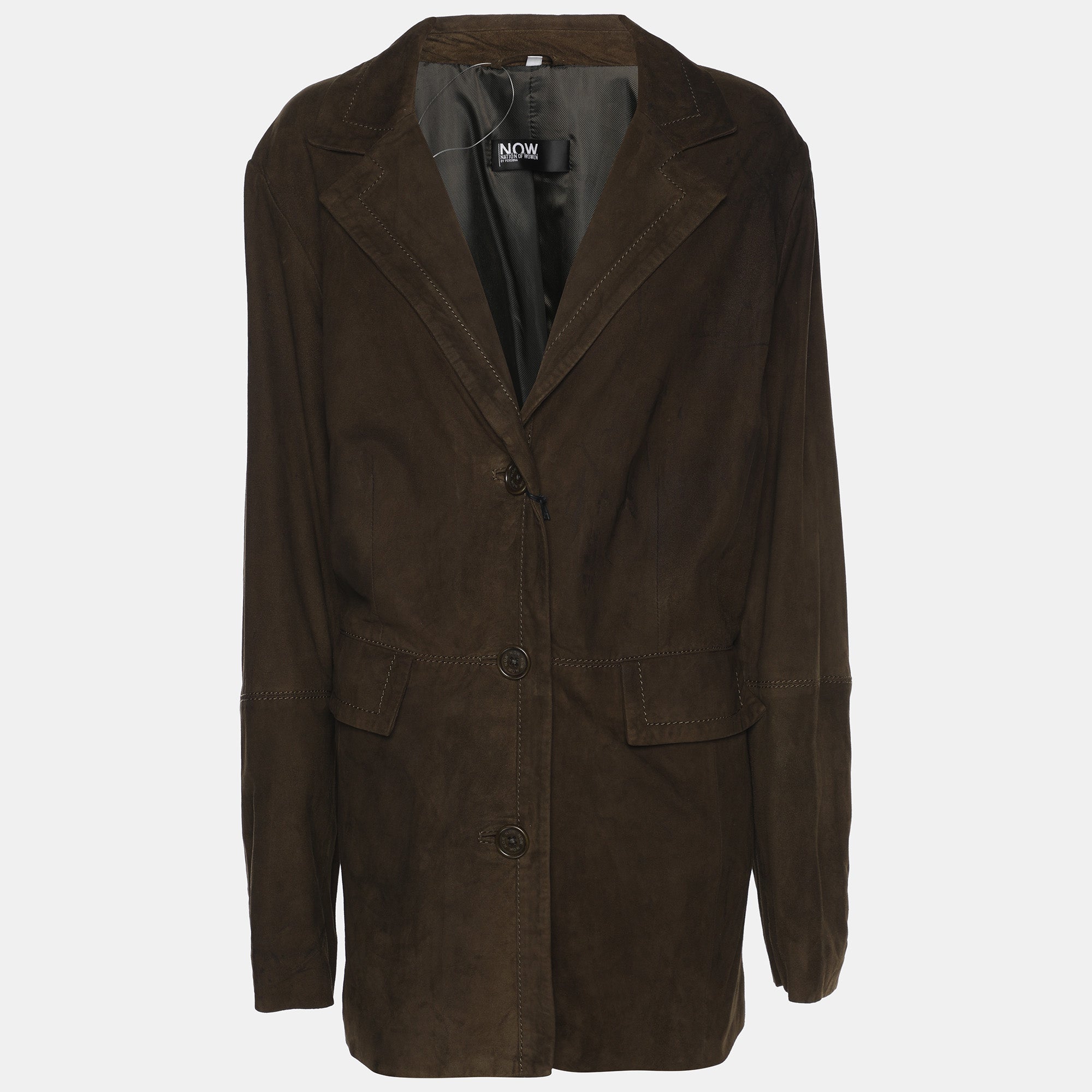 Однобортный жакет из замши цвета мха от Now By Persona
Однобортный жакет из замши цвета мха от Now By Persona