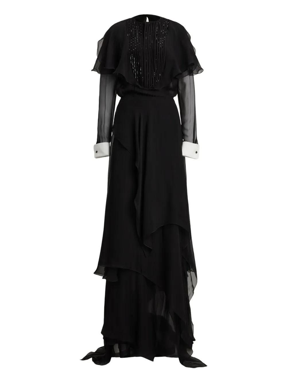 Шелковое платье макси с бисером Ralph Lauren Collection, черный 
Шелковое платье макси с бисером Ralph Lauren Collection, черный