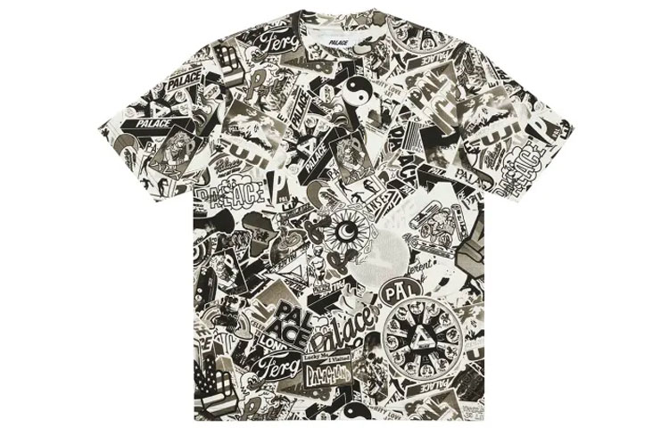 Футболка PALACE с принтом в виде набора стикеров, серо-белая
Футболка PALACE с принтом в виде набора стикеров, серо-белая