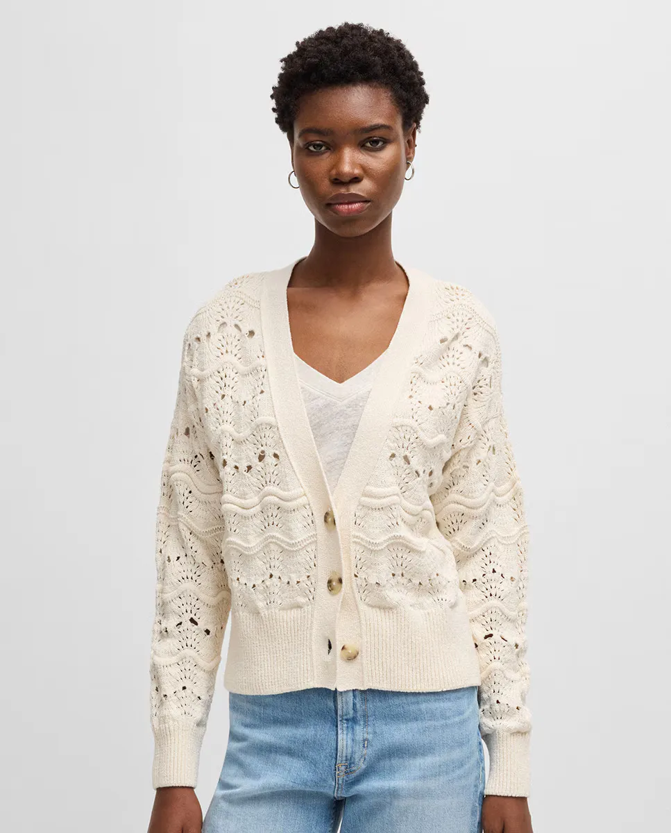 Женский кардиган с логотипом Boss Orange, цвет Blanco hielo
Женский кардиган с логотипом Boss Orange, цвет Blanco hielo