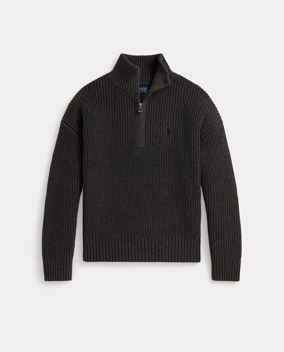 Детский хлопковый джемпер с половинной застежкой-молнией Polo Ralph Lauren, темно-серый
Детский хлопковый джемпер с половинной застежкой-молнией Polo Ralph Lauren, темно-серый