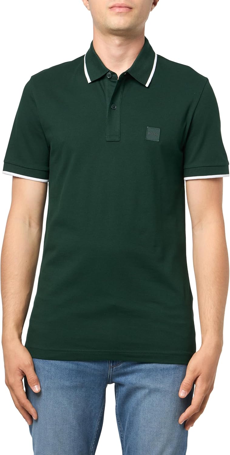 BOSS Мужская поло с квадратным логотипом Slim Fit из хлопка, Dark Forest Green
BOSS Мужская поло с квадратным логотипом Slim Fit из хлопка, Dark Forest Green