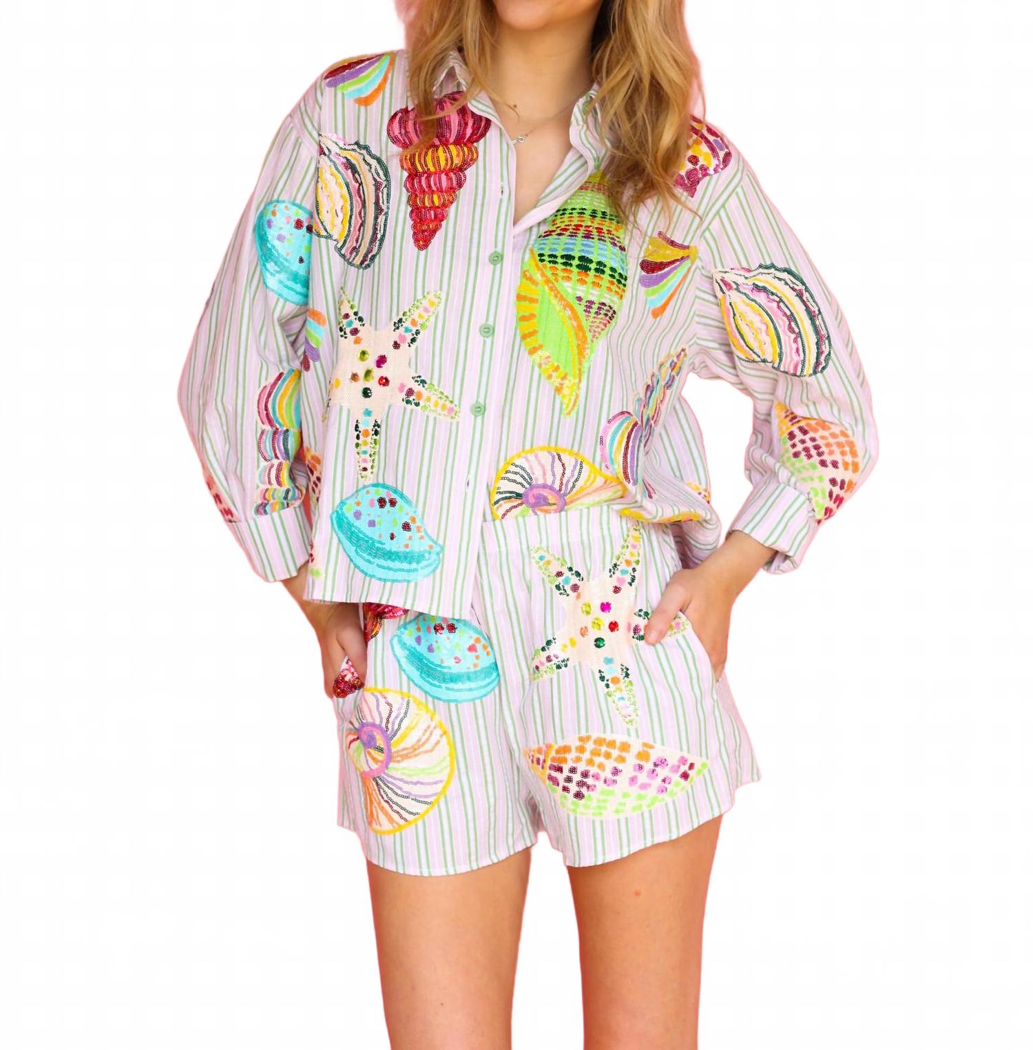 Полосатая рубашка с разноцветным принтом и длинными рукавами QUEEN OF SPARKLES, мультиколор
Полосатая рубашка с разноцветным принтом и длинными рукавами QUEEN OF SPARKLES, мультиколор