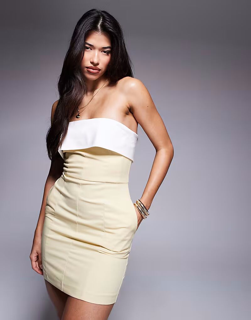 Мини-платье-бандо Rare London с контрастными складками, желтого цвета
Мини-платье-бандо Rare London с контрастными складками, желтого цвета