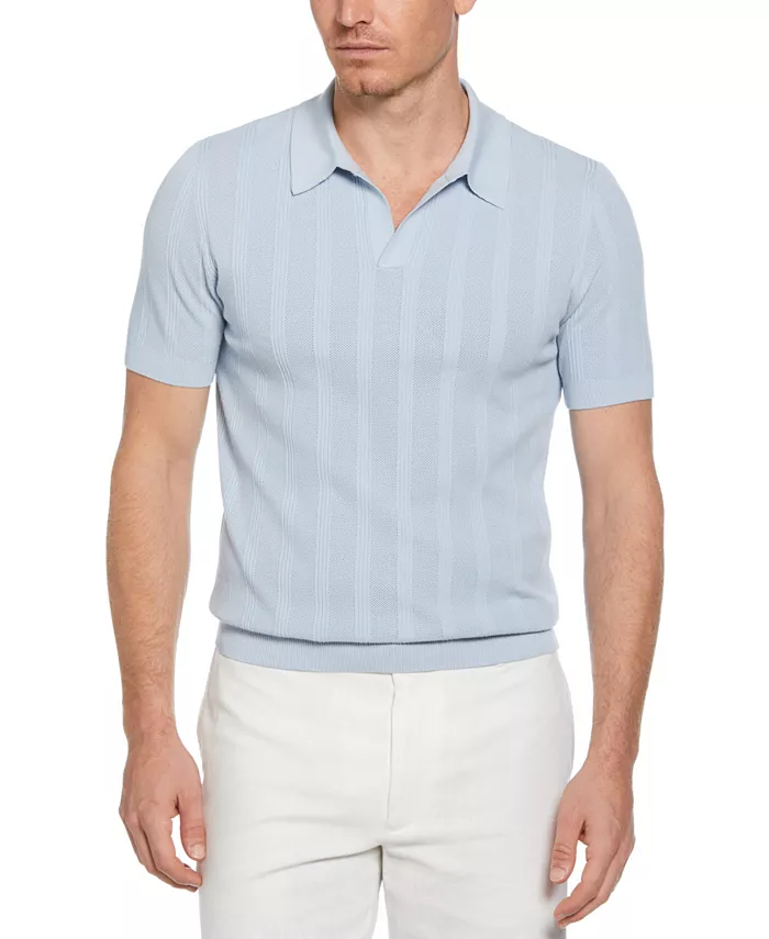 Мужская поло Johnny Collar в полоску Perry Ellis, синий 
Мужская поло Johnny Collar в полоску Perry Ellis, синий