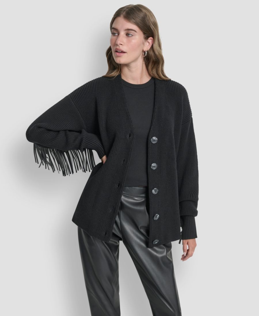 Женский кардиган с длинными рукавами и бахромой DKNY, Black
Женский кардиган с длинными рукавами и бахромой DKNY, Black