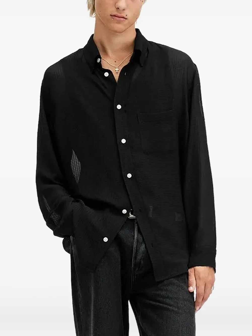 Рубашка с фактурным нагрудным карманом AllSaints, черный
Рубашка с фактурным нагрудным карманом AllSaints, черный