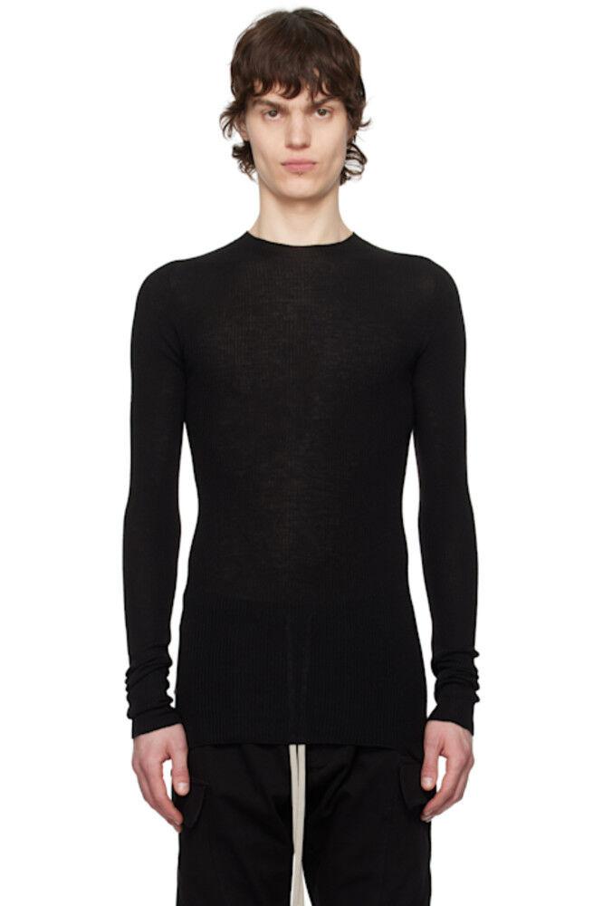 Черный голливудский ребристый свитер с круглым вырезом Rick Owens
Черный голливудский ребристый свитер с круглым вырезом Rick Owens