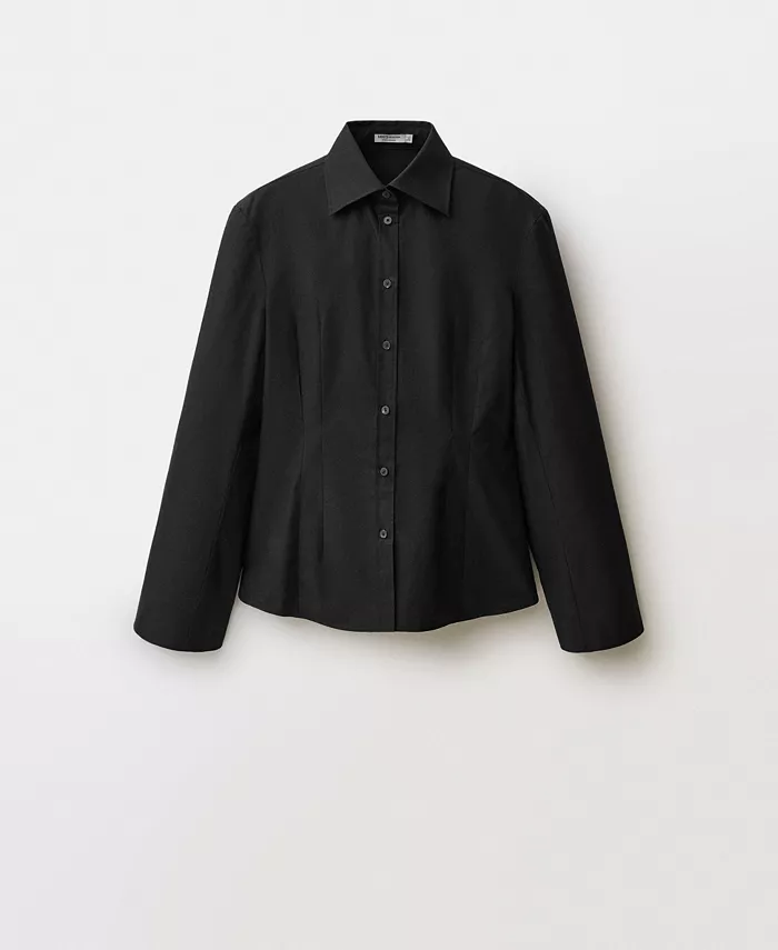 Женская приталенная рубашка без манжет MANGO, черный
Женская приталенная рубашка без манжет MANGO, черный