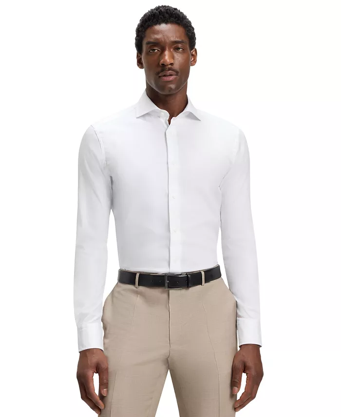 Мужская рубашка-стрейч облегающего кроя Hugo Boss, белый
Мужская рубашка-стрейч облегающего кроя Hugo Boss, белый