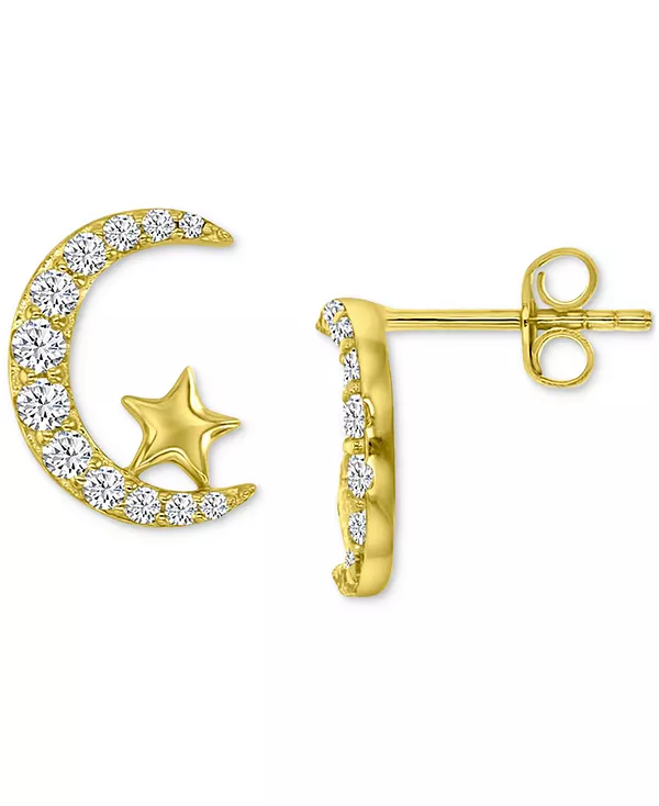 Серьги-Гвоздики с полумесяцем и полированной звездой из кубического циркония Macy'S, gold
Серьги-Гвоздики с полумесяцем и полированной звездой из кубического циркония Macy'S, gold