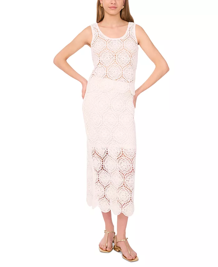 Женская вязаная крючком майка-топ и юбка миди из ажурного полотна 1.STATE, белый
Женская вязаная крючком майка-топ и юбка миди из ажурного полотна 1.STATE, белый