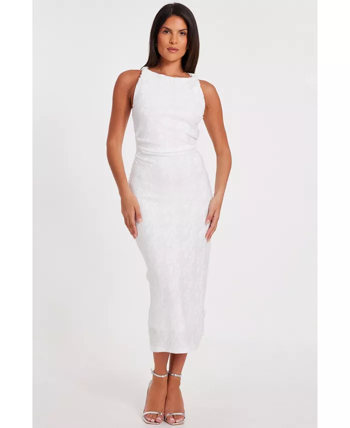 Женское макси-платье из жаккарда с перекрученными бретелями QUIZ, белый
Женское макси-платье из жаккарда с перекрученными бретелями QUIZ, белый