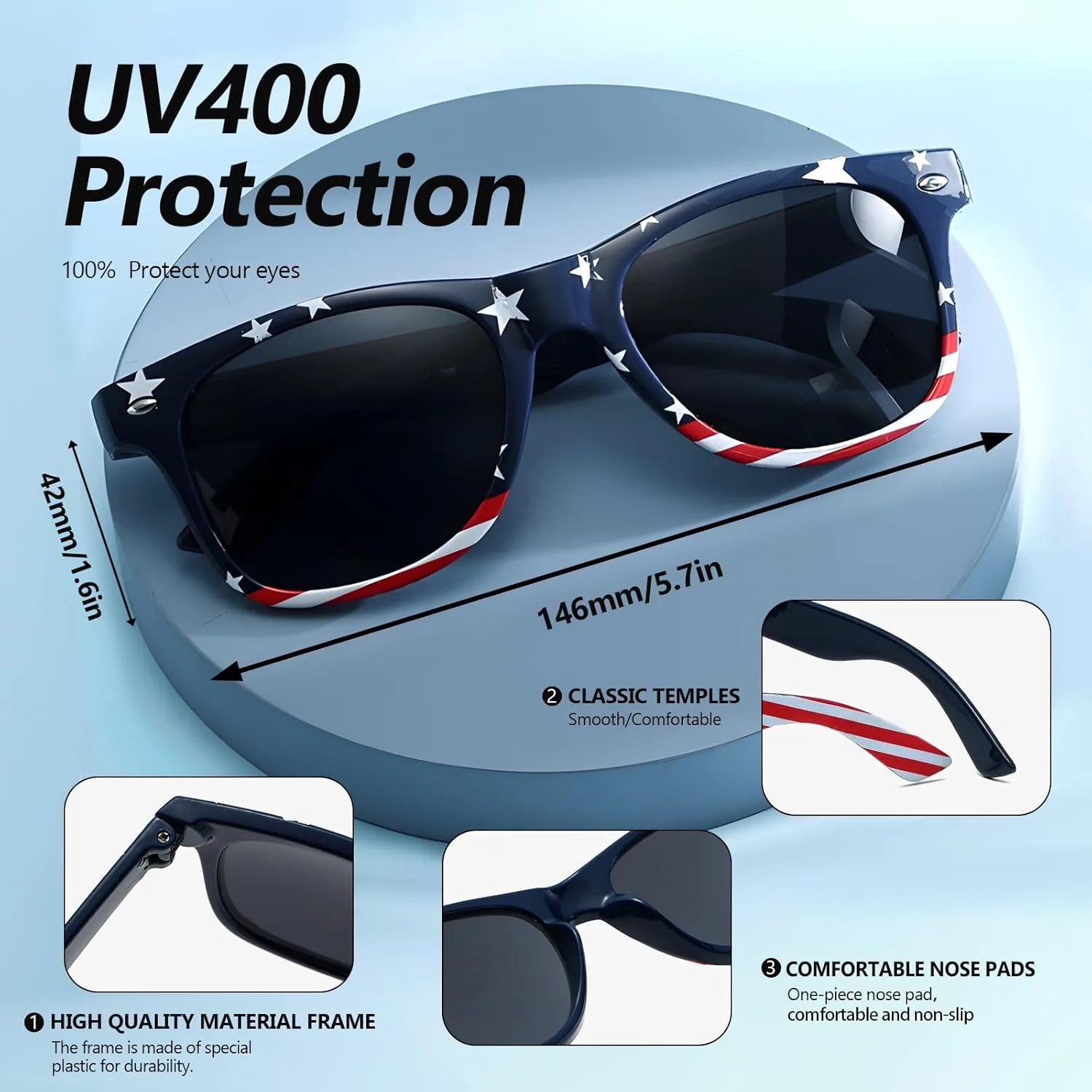 Солнцезащитные очки с американским флагом для мужчин и женщин, патриотические очки США для 4 июля, Дня независимости, парадов и вечеринок SIEYEWER, Bklp-50 Pack
Солнцезащитные очки с американским флагом для мужчин и женщин, патриотические очки США для 4 июля, Дня независимости, парадов и вечеринок SIEYEWER, Bklp-50 Pack