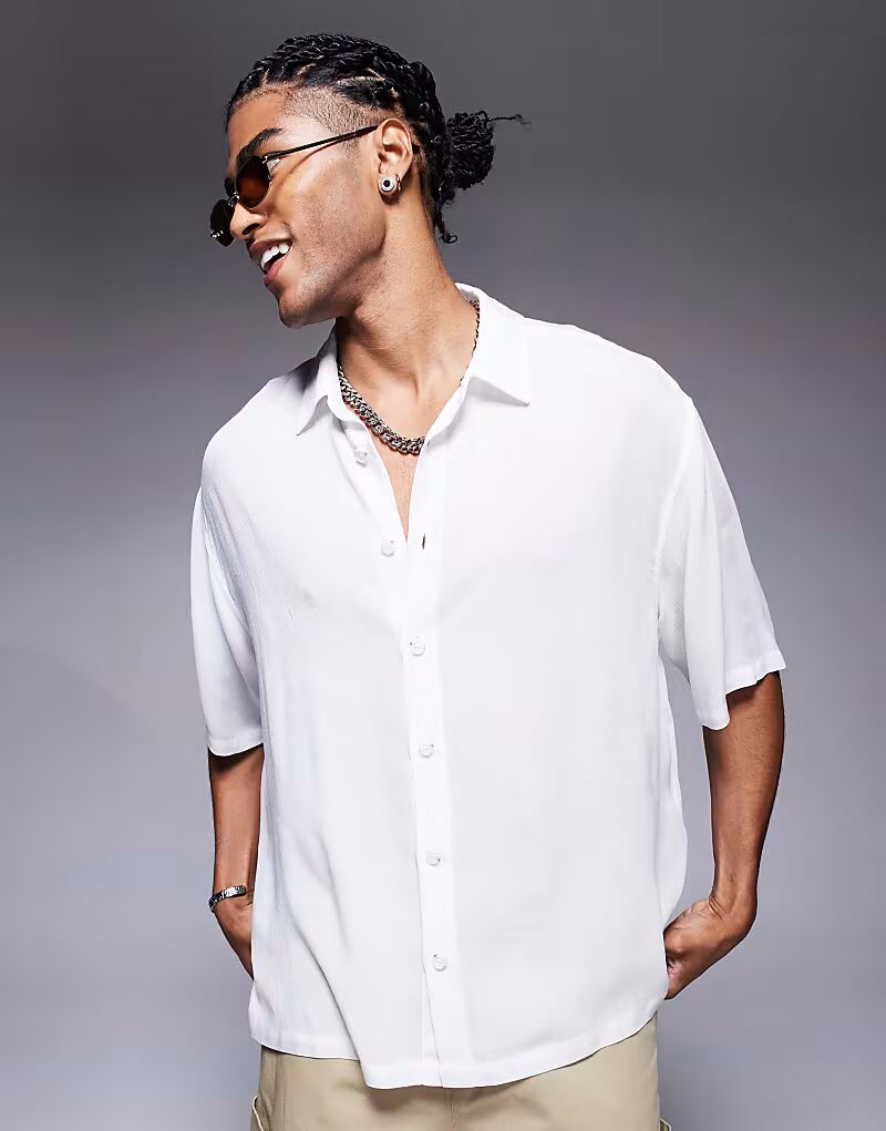 Белая прозрачная рубашка свободного кроя с короткими рукавами ASOS DESIGN
Белая прозрачная рубашка свободного кроя с короткими рукавами ASOS DESIGN