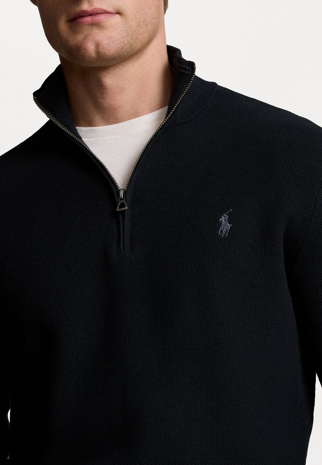 Вязаный свитер MESH-KNIT COTTON QUARTER-ZIP JUMPER Ralph Lauren, черный 
Вязаный свитер MESH-KNIT COTTON QUARTER-ZIP JUMPER Ralph Lauren, черный