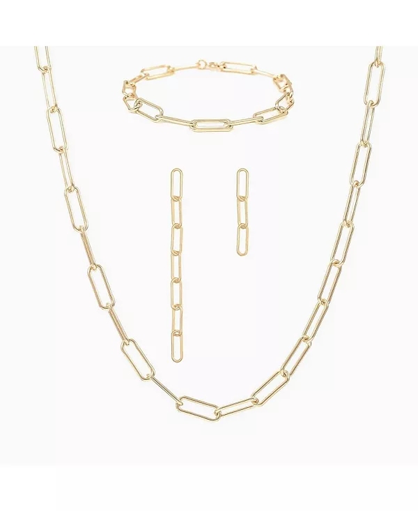 Комплект из браслета-цепочки «Амелия» из стерлингового серебра 18 карат с позолотой, ожерелья и серег-цепочек разного цвета Bearfruit Jewelry, gold
Комплект из браслета-цепочки «Амелия» из стерлингового серебра 18 карат с позолотой, ожерелья и серег-цепочек разного цвета Bearfruit Jewelry, gold