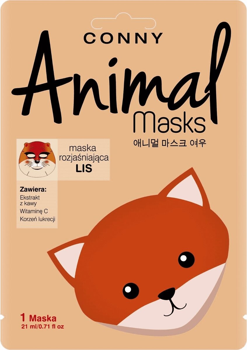Conny Animal Masks Маска лисы, осветляющая тканевая маска
Conny Animal Masks Маска лисы, осветляющая тканевая маска