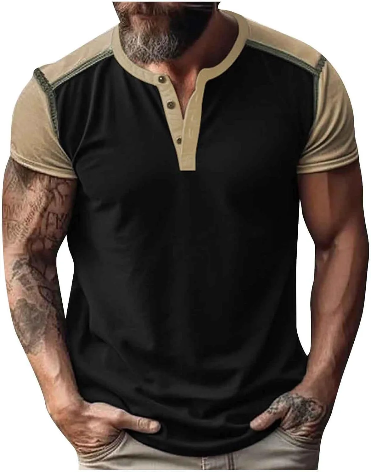 Мужская футболка Henley с коротким рукавом, классический крой, цветной блок
Мужская футболка Henley с коротким рукавом, классический крой, цветной блок