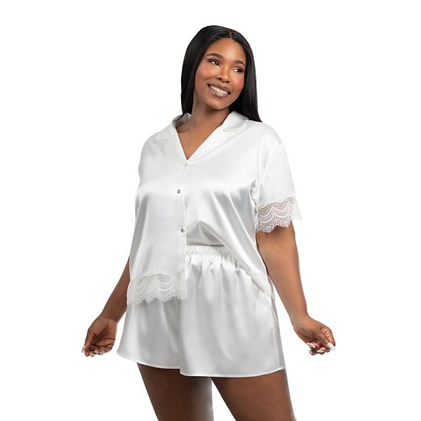 Пижамный комплект Plus size: топ на пуговицах и шорты Lilac+London, Ivory
Пижамный комплект Plus size: топ на пуговицах и шорты Lilac+London, Ivory