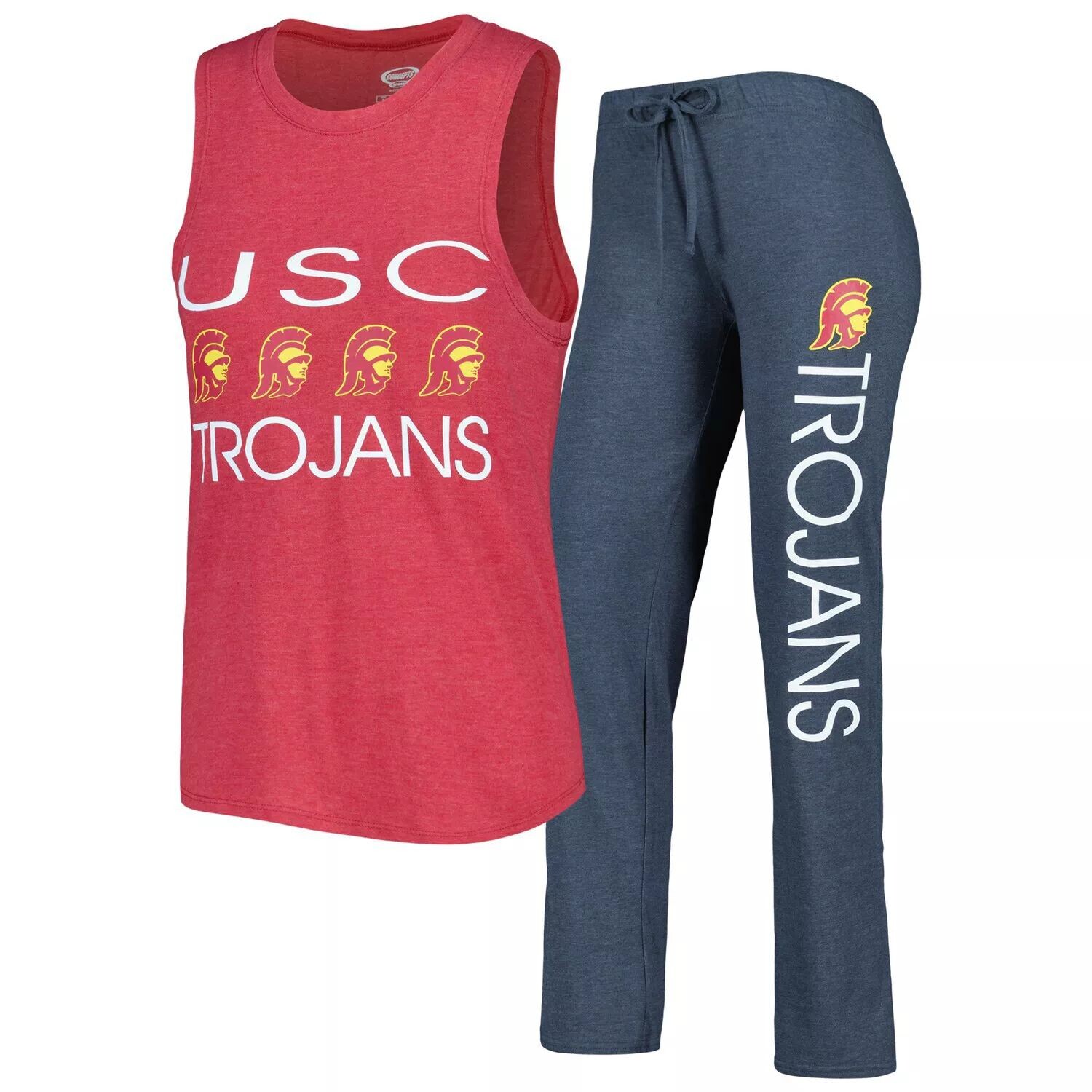 Женский комплект для сна, майка и брюки Concepts Sport Charcoal/Cardinal USC Trojans 
Женский комплект для сна, майка и брюки Concepts Sport Charcoal/Cardinal USC Trojans