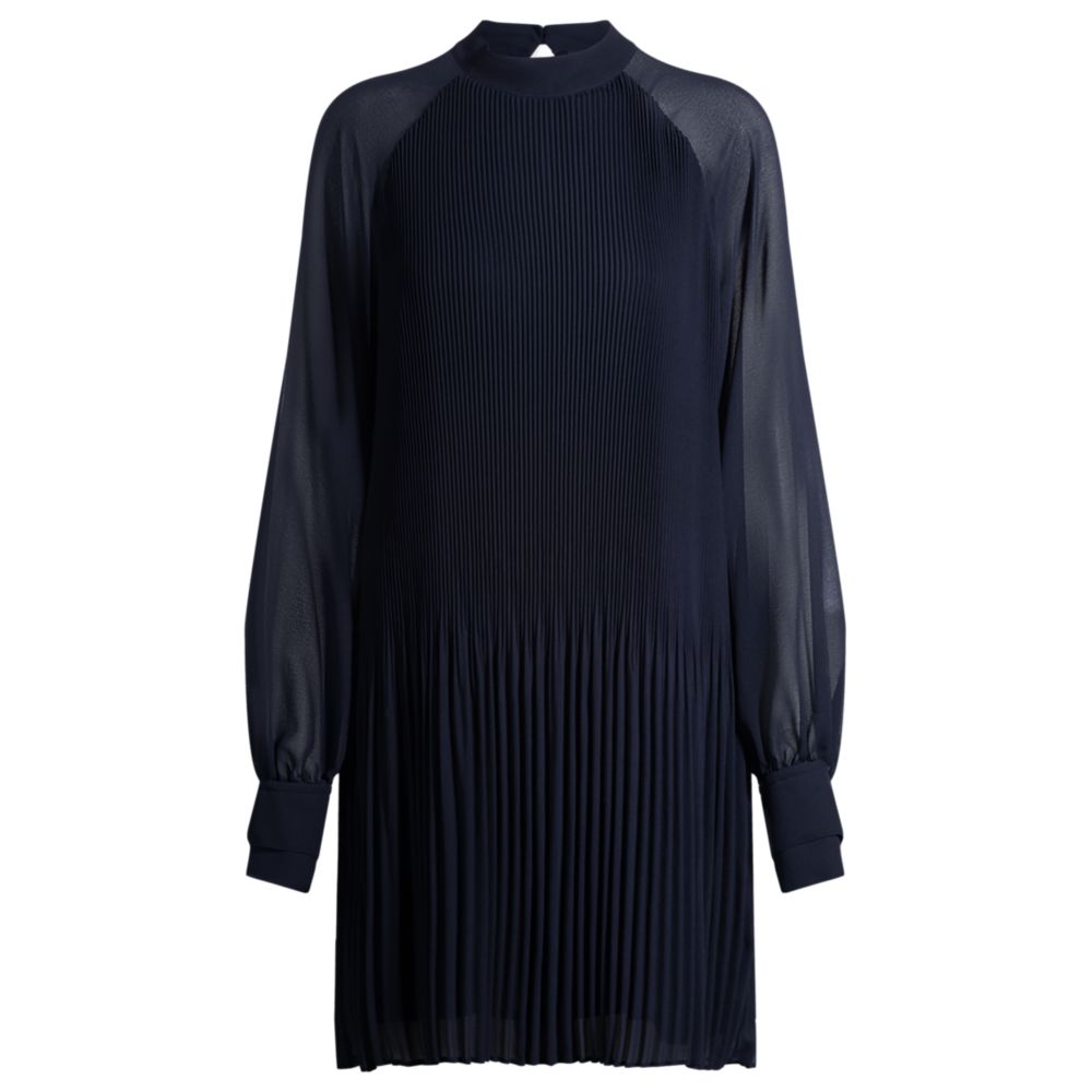 Платье с высоким воротом, плиссированными складками и прозрачными рукавами BOSS, темно-синий
Платье с высоким воротом, плиссированными складками и прозрачными рукавами BOSS, темно-синий