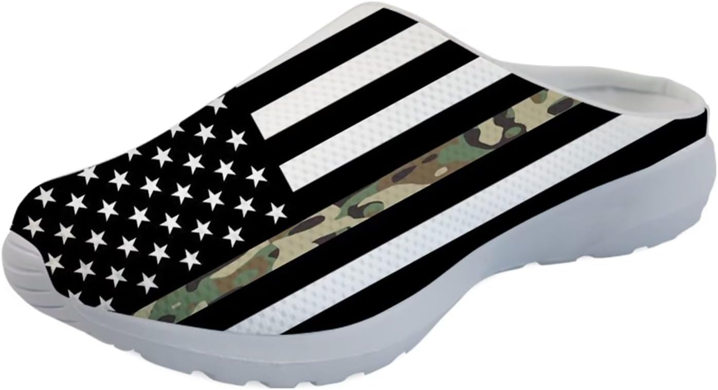 GLENLCWE Унисекс сабо с принтом американского флага для мужчин и женщин, туфли-мюли, сабо на мягкой подошве, сетчатые тапочки для дома, пляжа и работы медсестрой, черный
GLENLCWE Унисекс сабо с принтом американского флага для мужчин и женщин, туфли-мюли, сабо на мягкой подошве, сетчатые тапочки для дома, пляжа и работы медсестрой, черный