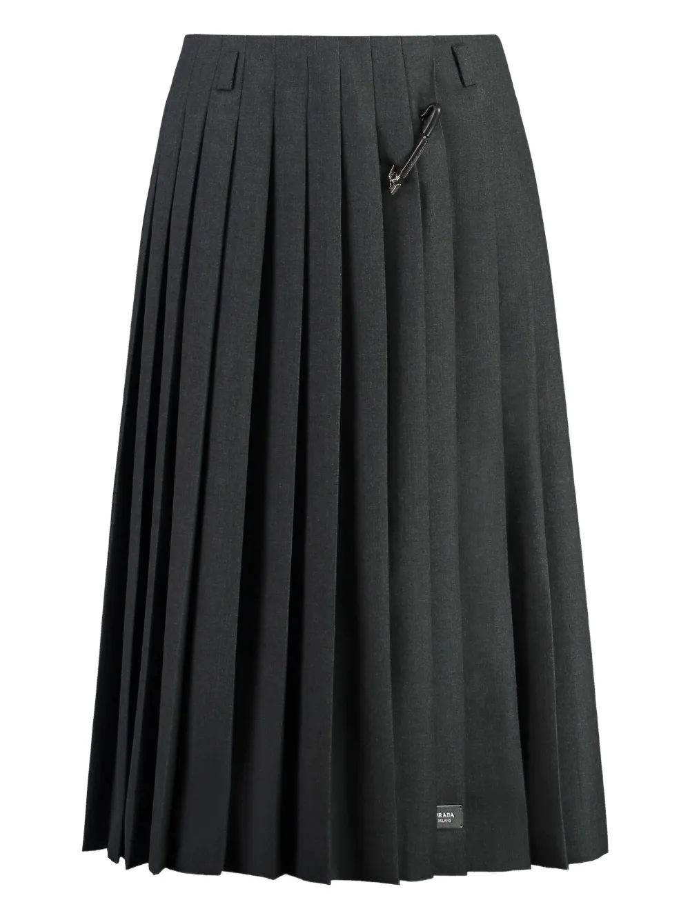Плиссированная юбка миди с брошью Prada, серый
Плиссированная юбка миди с брошью Prada, серый